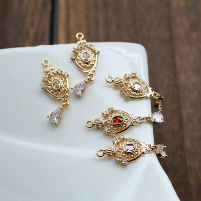 10pcs- Crystal Tiny Teardrop Charms, 14K Gold Plated Teardrop Pendant, 6*16mm, Jewelry Findings HL061-F145