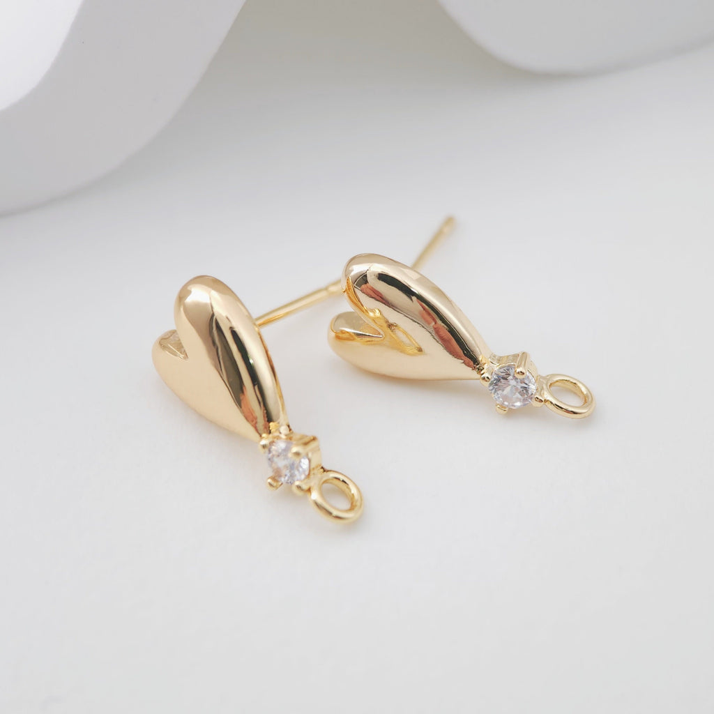 قرط على شكل قلب من الزركونيوم المصقول بالذهب، أقراط من الذهب عيار 18 قيراطًا خالية من النيكل، دبابيس أذن من الفضة الاسترلينية S925، مقاس 18 مم، قرط على شكل قلب مع حلقة ZX215