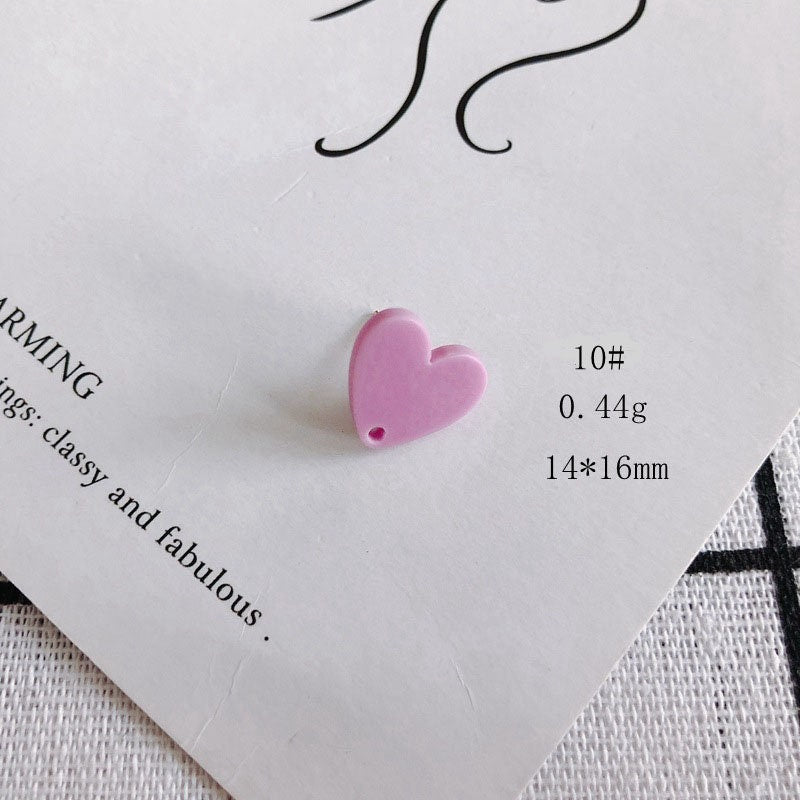 10PCS Heart Acrylic Earring Findings, 12 Colors You Choose, S925 Silver Ear Stick, Nickel Free, Earring Finding MY003