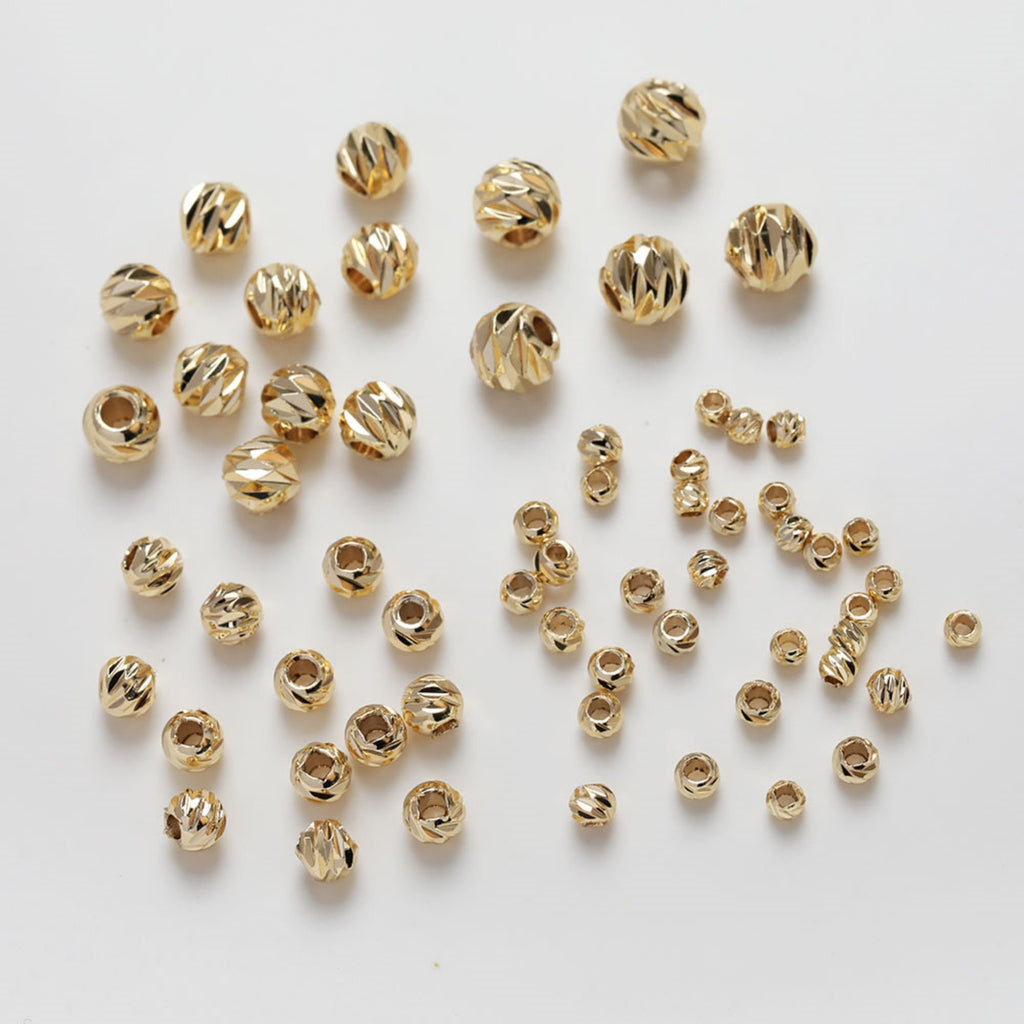 50pcs Round Cutting Spacer Beads, Gold Beads, 18K Gold Plated, 2.5mm,3mm,4mm,5mm,6mm, Bracelet Necklace Making Jewelry Finding SC016