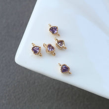 Load image into Gallery viewer, 10pcs Tiny Heart Connector, 14k Gold CZ Pave Pendant, Bracelet Necklace Pendant, Real Gold Plated, Jewelry Findings HL103-F104