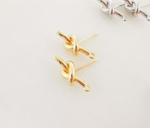 Load image into Gallery viewer, 10pcs Gold Knot Earring Post With Loop, S925 Silver Ear Pin Nickel Free Earrings, Ear Stud Loop, Hypoallergenic Earring Findings ZX071