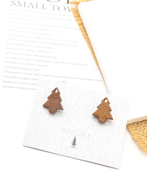 4PCS Wood Earrings, Christmas trees Wooden Earrings for women,Reclaimed Walnut Wood, Nickel Free, Christmas Earring Finding JT936
