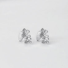 Load image into Gallery viewer, Flower Earring Post, 18K Real Gold Plated Brass Stud Earring With Loop, S925 Silver Pin, CZ Pave, Nickel Free, Earring Finding D0404