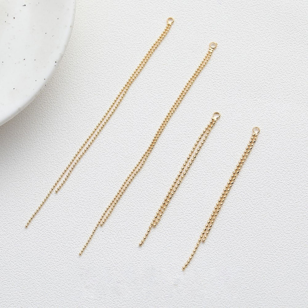 Gold Beads Chain Tassel Pendant, Beads Chain Charm, 18K Gold Plated Earring Chain Pendant, Earring Findings ZZ091