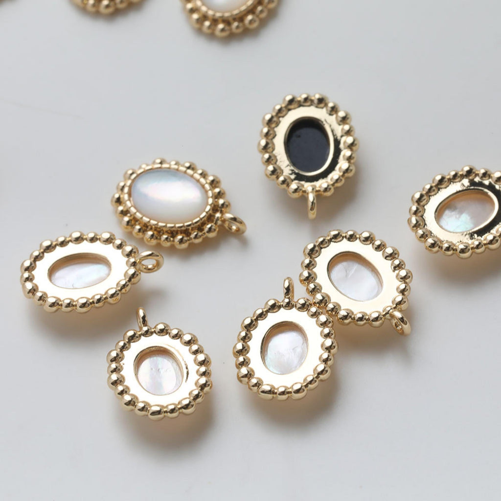 Colgante de concha ovalada, concha negra, dije de concha blanca, dije de concha bohemio, accesorios para joyería de concha ovalada GZ771