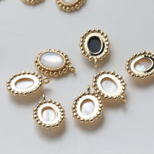 Cargar imagen en el visor de la galería, Colgante de concha ovalada, concha negra, dije de concha blanca, dije de concha bohemio, accesorios para joyería de concha ovalada GZ771