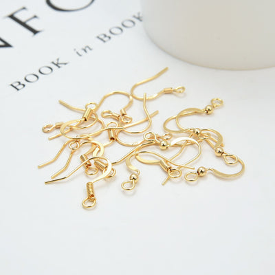 20PCS- 14K Gold Plated Ear Wires, Gold Earring Earring Hooks, Fish Hooks, Ear Wires for Jewelry Making JY018-ZX7011