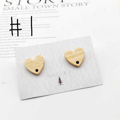 4PCS  Wood Earrings,  Heart Shape Wooden Earrings for women,Reclaimed Ash Wood, Nickel Free, Geometric Statement Earrings Finding  JT908