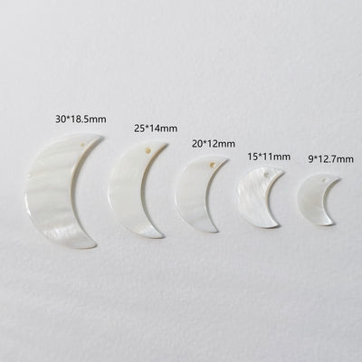 10pcs Moon Shape White Mother-of-Pearl, MOP Shell Pendant, White Nacre, Ox Horn Shell Charm, Shell Jewelry Making Findings RY061