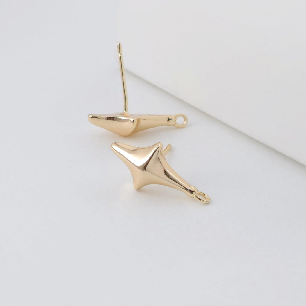 Gold Star Earring Post With Loop, Nickel Free Earrings, Ear Stud with Loop, Hypoallergenic Earring Findings ZX325