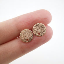 Load image into Gallery viewer, 10pcs 18K Gold Round Post With Loop, Frosted Surface Earrings Stud Nickel Free, 8mm, 10mm, Hypoallergenic Earring Findings ZX119