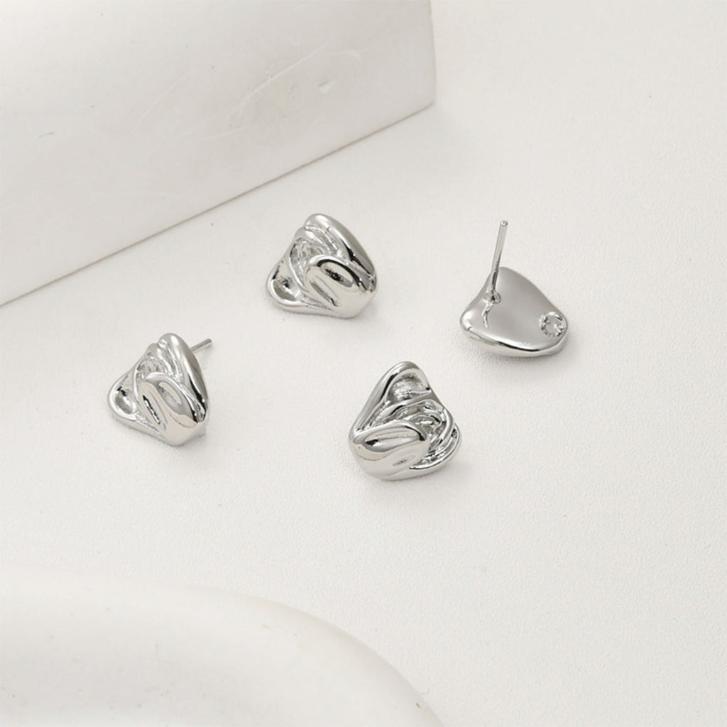 Poste para pendientes con forma de flor de tulipán, pendiente de botón de latón chapado en oro auténtico de 14 quilates con aro, sin níquel, fornitura para pendientes LL173-D