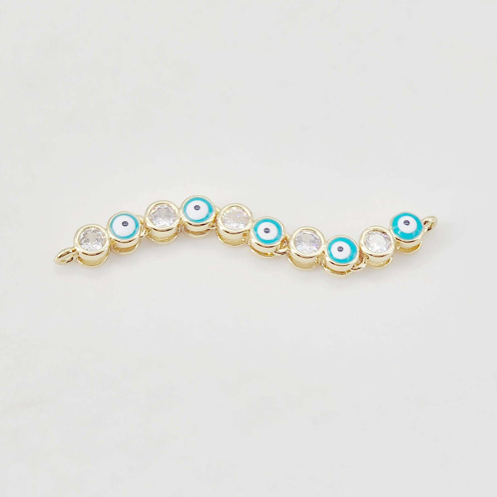 دلاية عين شريرة مطلية بالمينا، موصل عين مطلي بالذهب عيار 18 قيراط، 45 مم، لصنع الأساور، إكسسوارات المجوهرات S20656