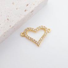 Load image into Gallery viewer, Cubic Heart Butterfly Connector Charms, 18K Gold Bracelet Necklace Making Connectors, Micro CZ Pave Charms,  Jewelry Findings S013