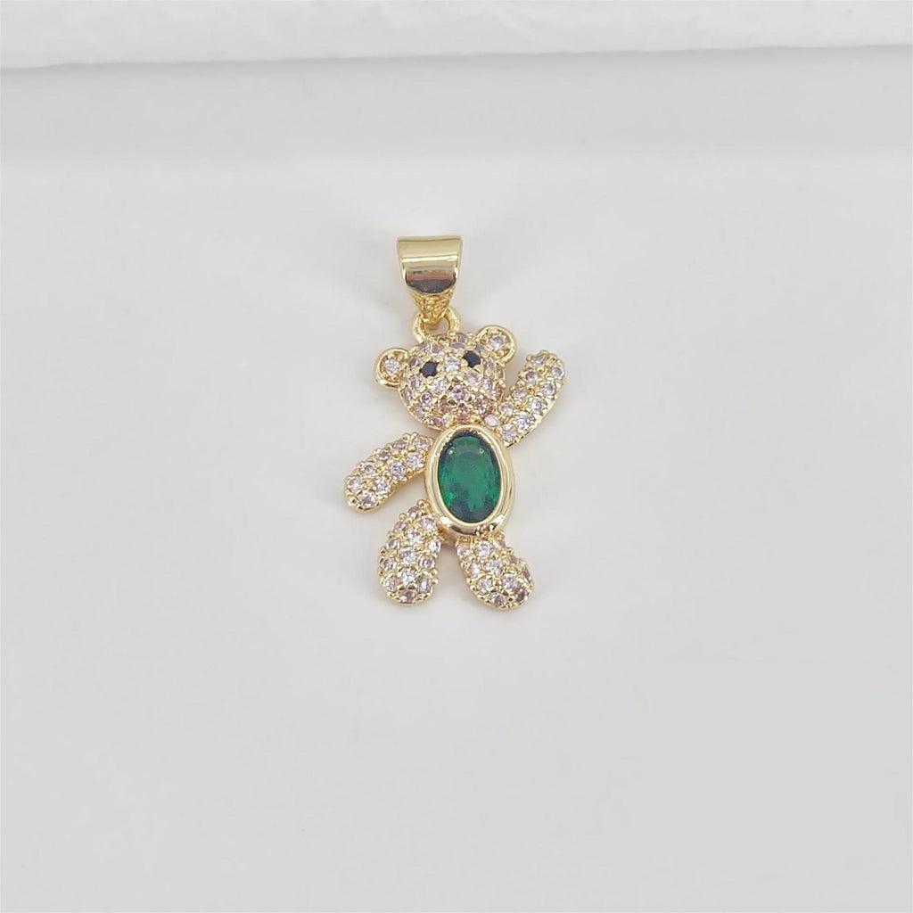 Bear Charm, Pave CZ, 18K Gold Plated Crystal, Teddy Bear Pendant, Rabbit for Jewelry Making S20784