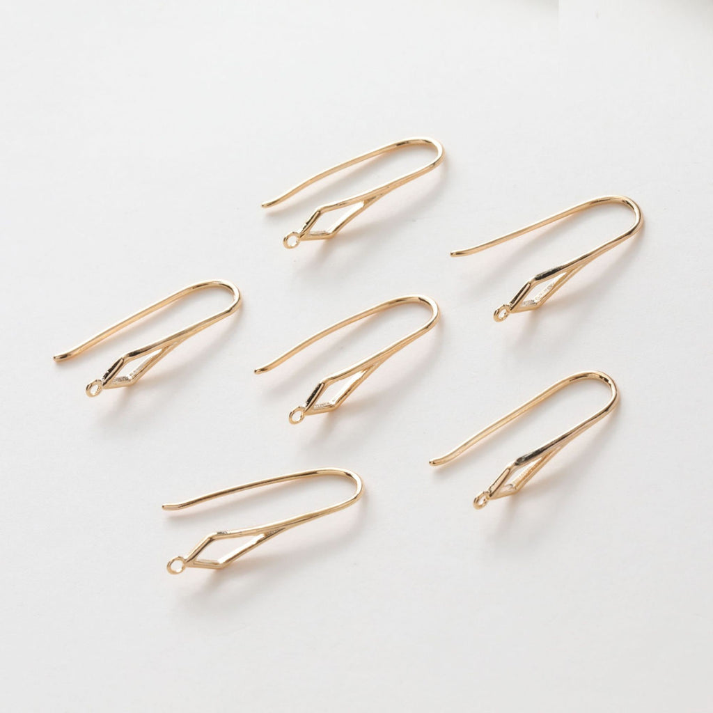 قرط أذن بتصميم مفتوح على شكل ماسة، قرط أذن من النحاس المطلي بالذهب الحقيقي عيار 18 قيراطًا مع حلقة، خالٍ من النيكل، BB008