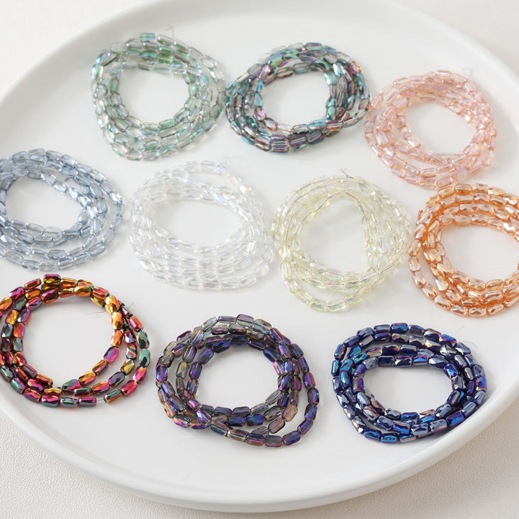 Rectangular Glass Beads, 6.4*4.1mm, Crystal Glass Loose Beads for Jewelry Making, DIY Beads Finding GZ544