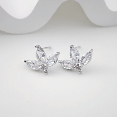 Fan-shaped  CZ Earring Post With Loop, S925 Silver Pin Nickel Free Post, 18K gold Plated, Sector Hypoallergenic Earring Findings ZX178