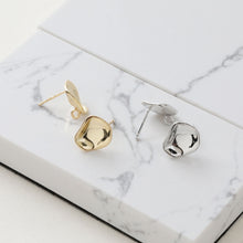 Load image into Gallery viewer, Hammered Irregular Earring Post, S925 Silver Pin, CZ Pave, Nickel Free Earrings, Irregular Shape Ear Stud with Loop JJ026-CX012