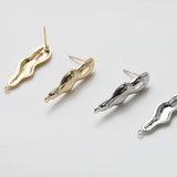 Irregular Ear Post With Loop, S925 Silver Ear Pin Nickel Free Earrings, Gold/Silver Ear Stud, Hypoallergenic Earring Findings GE120
