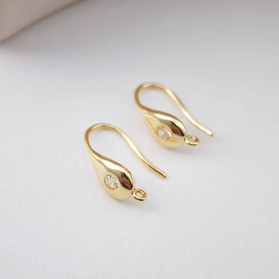 18K Gold Plated Ear Wires, Cubic Pave Earring Hooks, Nickel Free, Fish Hooks, Ear Wires for Jewelry Making D0164