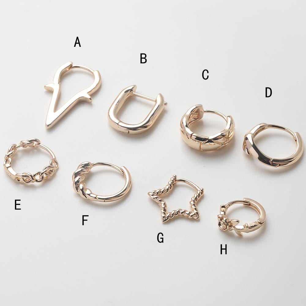 Colección de aros, pendientes de uso diario, aros minimalistas, forma de U, chapados en oro de 14 quilates, fornitura para aros Huggie, aros de plata GZ721