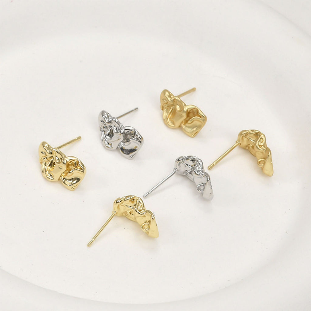 Pendientes de lava irregulares con aro, pendientes de plata S925 sin níquel, pendientes de botón de oro/plata, accesorios hipoalergénicos LL171-D0308