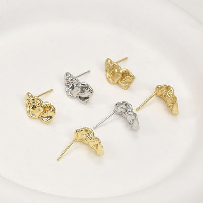 Pendientes de lava irregulares con aro, pendientes de plata S925 sin níquel, pendientes de botón de oro/plata, accesorios hipoalergénicos LL171-D0308