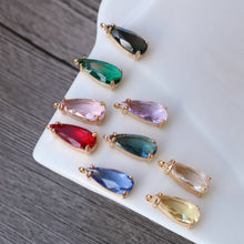 Cargar imagen en el visor de la galería, 10 piezas de dijes largos de lágrima de cristal, 10 colores a elegir, chapados en oro de 14 quilates, 18 x 7,5 mm, accesorios de joyería MY076-F040