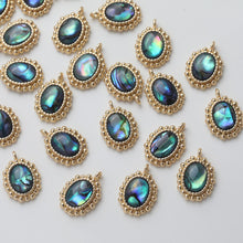 Cargar imagen en el visor de la galería, Colgante de concha ovalada, concha negra, dije de concha blanca, dije de concha bohemio, accesorios para joyería de concha ovalada GZ771