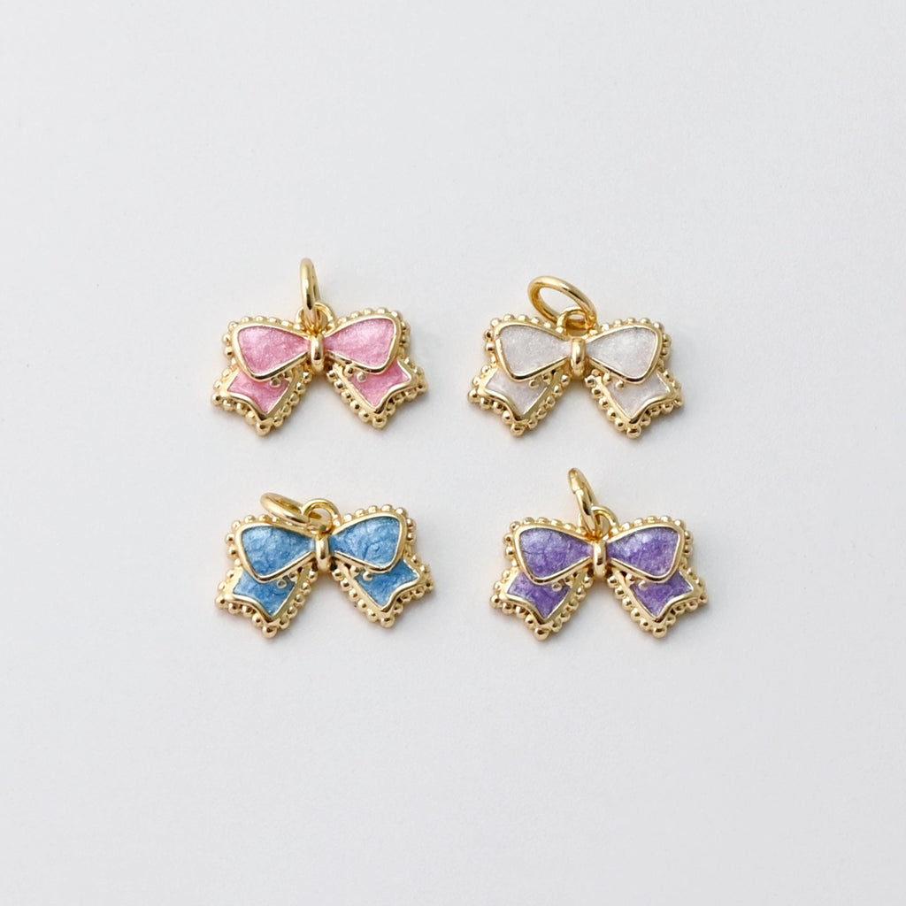Bow Tie Pendant, Enamel Bow Charms, 18K Gold Plated Tie Charms, For Bracelet And Necklace Making, Jewelry Findings S1421