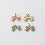 Bow Tie Pendant, Enamel Bow Charms, 18K Gold Plated Tie Charms, For Bracelet And Necklace Making, Jewelry Findings S1421