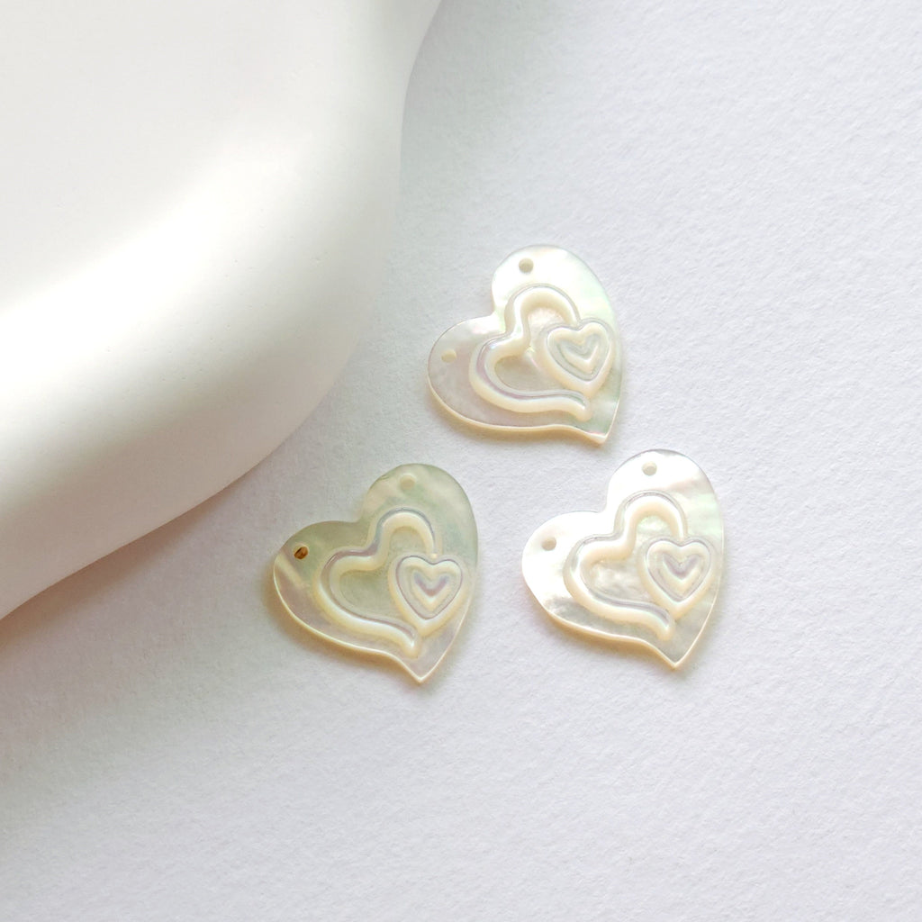 Heart White Mother-of-Pearl, MOP Shell Pendant, Sector White Nacre, Shell Charm, Mother of Pearl Jewelry Making Findings RY015