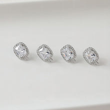 Load image into Gallery viewer, Vintage Rectangular Ear Post With Loop, S925 Silver Ear Pin Nickel Free, Gold/Silver Ear Stud, Hypoallergenic Earring Findings GE076