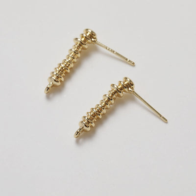 Irregular Long Bar Stud Ear Post With Loop, S925 Silver Ear Pin Nickel Free, Gold Ear Stud, Hypoallergenic Earring Findings GZ268-D0481