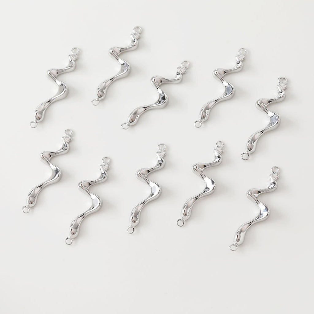 10pcs Danity Wave Connector with loops,  14K Gold Plated Earring Making Findings, Jewelry Findings JG043