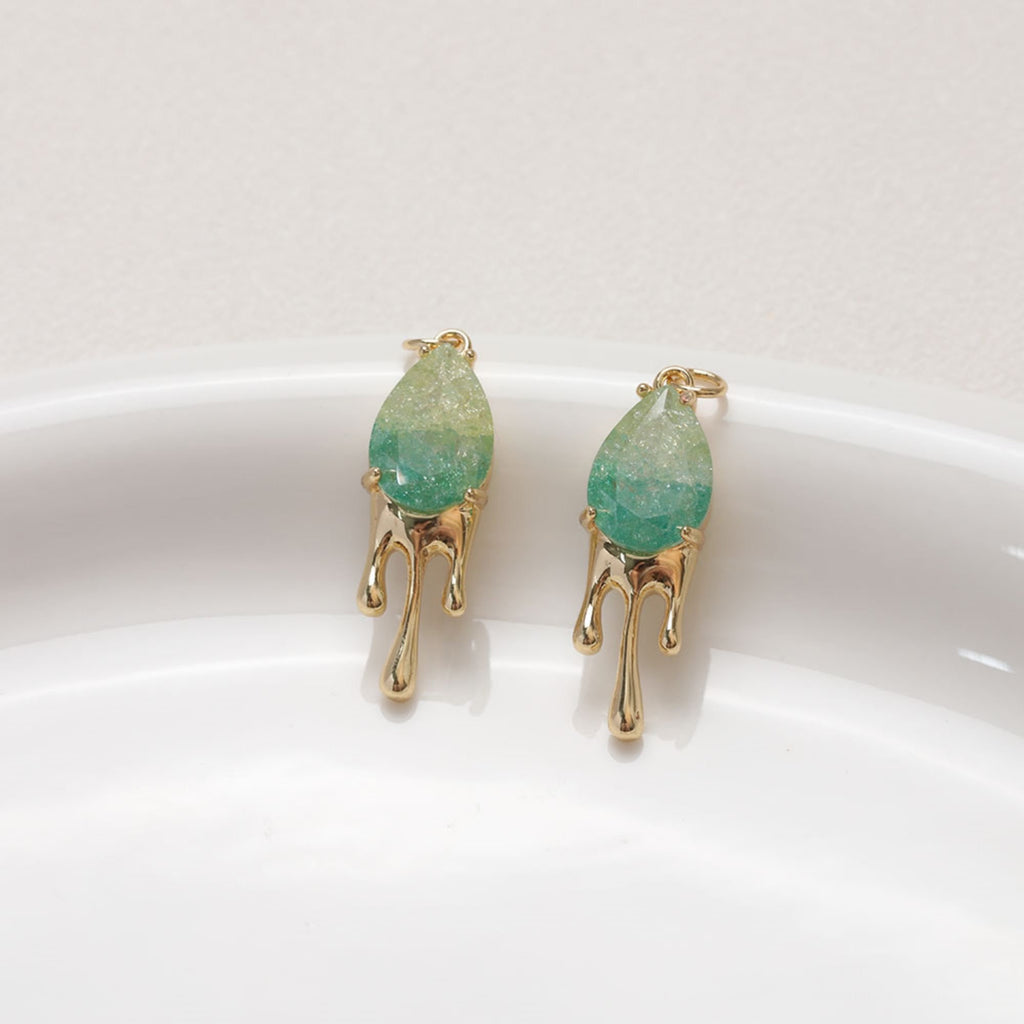 سحر على شكل دمعة، ألوان متدرجة، سحر كريستالي، قلادة متدلية، صناعة قلادات السوار، نتائج مجوهرات مطلية بالذهب ZZ038