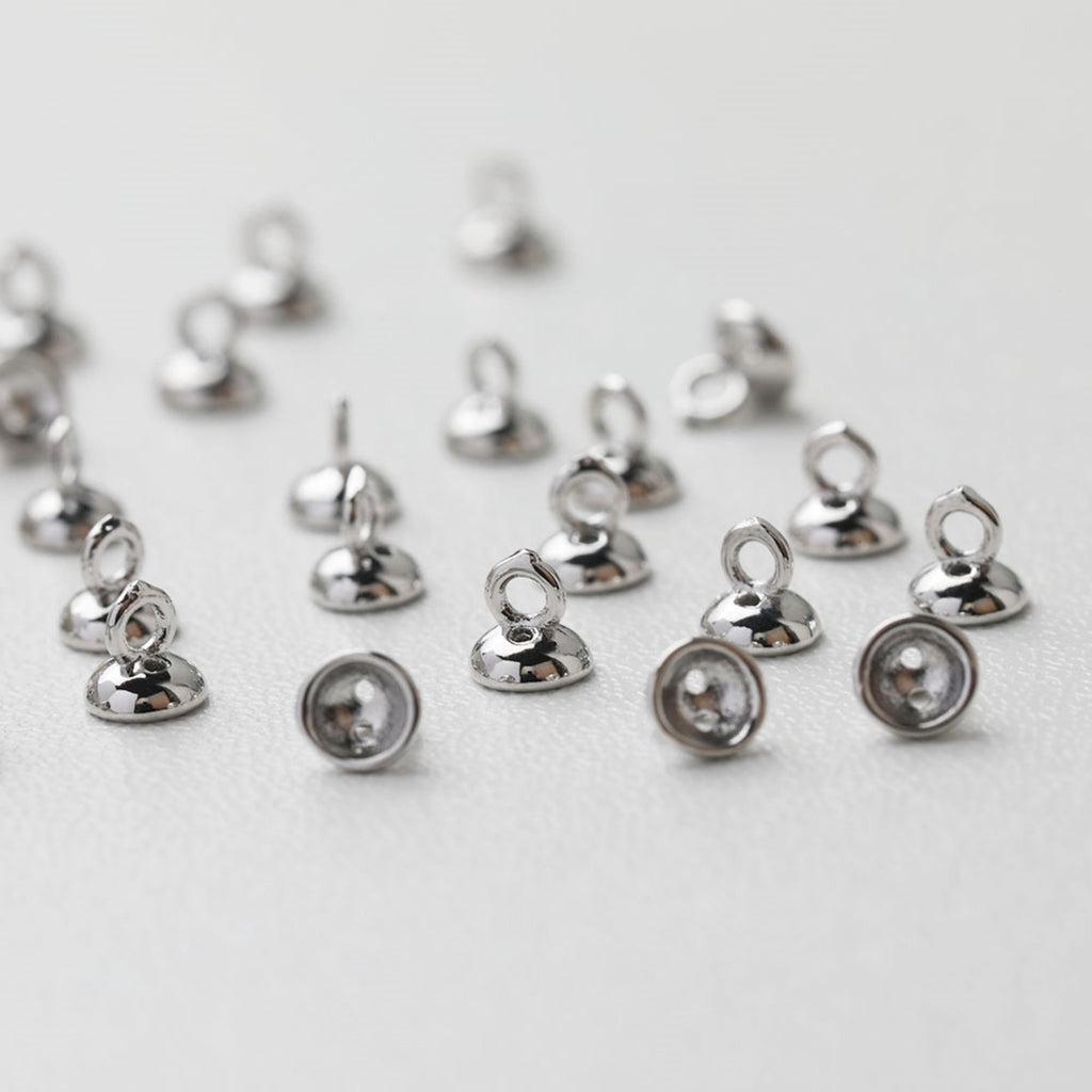 10pcs Beads Caps with holes, Bead Cones, 18K Gold Plated, With Loop, 4.3*4.3mm, Pearl Bead Caps, Jewelry Making GE111