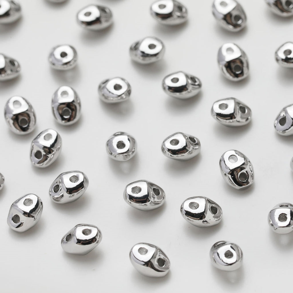 Cuentas espaciadoras de doble agujero, cuentas en forma de diamante, chapadas en oro, accesorio para hacer pulseras y collares, GZ525