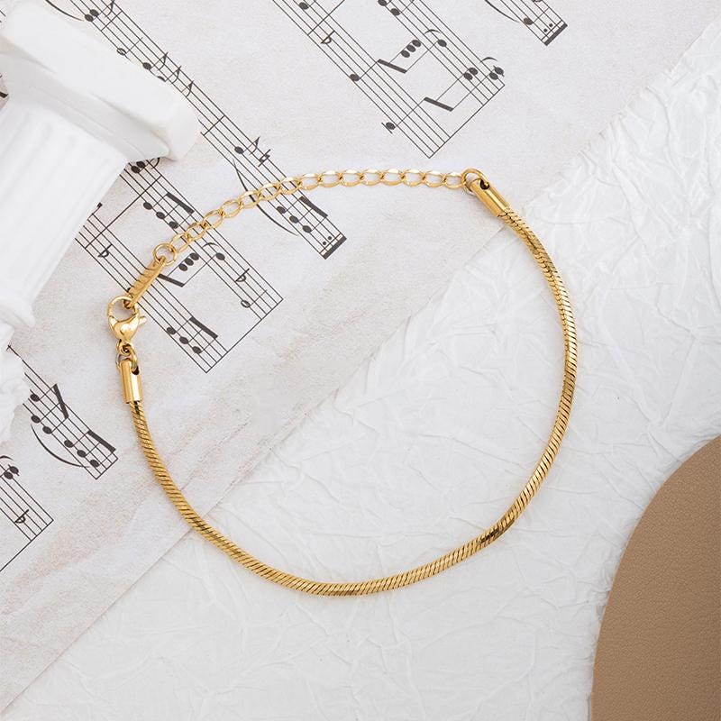 18K Snake Chain Necklace, 316L Stainless Steel, Ready to Wear, 40+5cm/17.7 inch ZD004