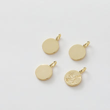 Load image into Gallery viewer, Flower Charm On Round Shape, 18K Gold/Silver Plated, Flower Pendant, Necklace Earring Making Charms, 18mm, Jewelry Findings JH022