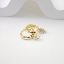 Load image into Gallery viewer, CZ Pave Earring Hoop, Gold Plated Huggie Hoop Earring with Loop, Huggie Hoops DIY Earring  Findings,Handmade Earring Supplies D0085