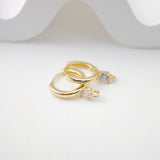 CZ Pave Earring Hoop, Gold Plated Huggie Hoop Earring with Loop, Huggie Hoops DIY Earring  Findings,Handmade Earring Supplies D0085