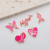 Pink Enamel Heart Charm, 18K Gold Plated Heart Pendant, Butterfly Charm, Heart Charm, Necklace Bracelet Making Pendant S1279