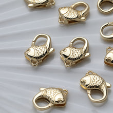 Load image into Gallery viewer, 18K Shiny Gold Plated Lobster Clasp Claw, Fish Clasp, Necklace Bracelet Making Clasp with Closed Loop, Jewelry Findings GT038