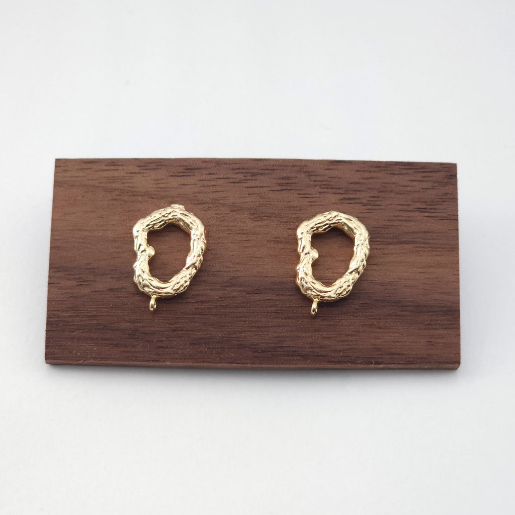 Irregular Niche Ear Post With Loop, S925 Silver Ear Pin Nickel Free Earrings, Gold/Silver Ear Stud, Hypoallergenic Earring Findings ZX181