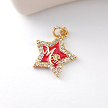 Load image into Gallery viewer, Cubic Star Mom Charm, 18K Gold Plated Micro CZ Pave Star Pendant, Necklace Making Findings, Jewelry Finding Gift for Mom S1126