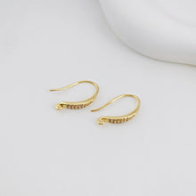 Load image into Gallery viewer, 18K Gold Plated Ear Wires, Cubic Pave Earring Hooks, Nickel Free, Fish Hooks, Ear Wires for Jewelry Making D0141