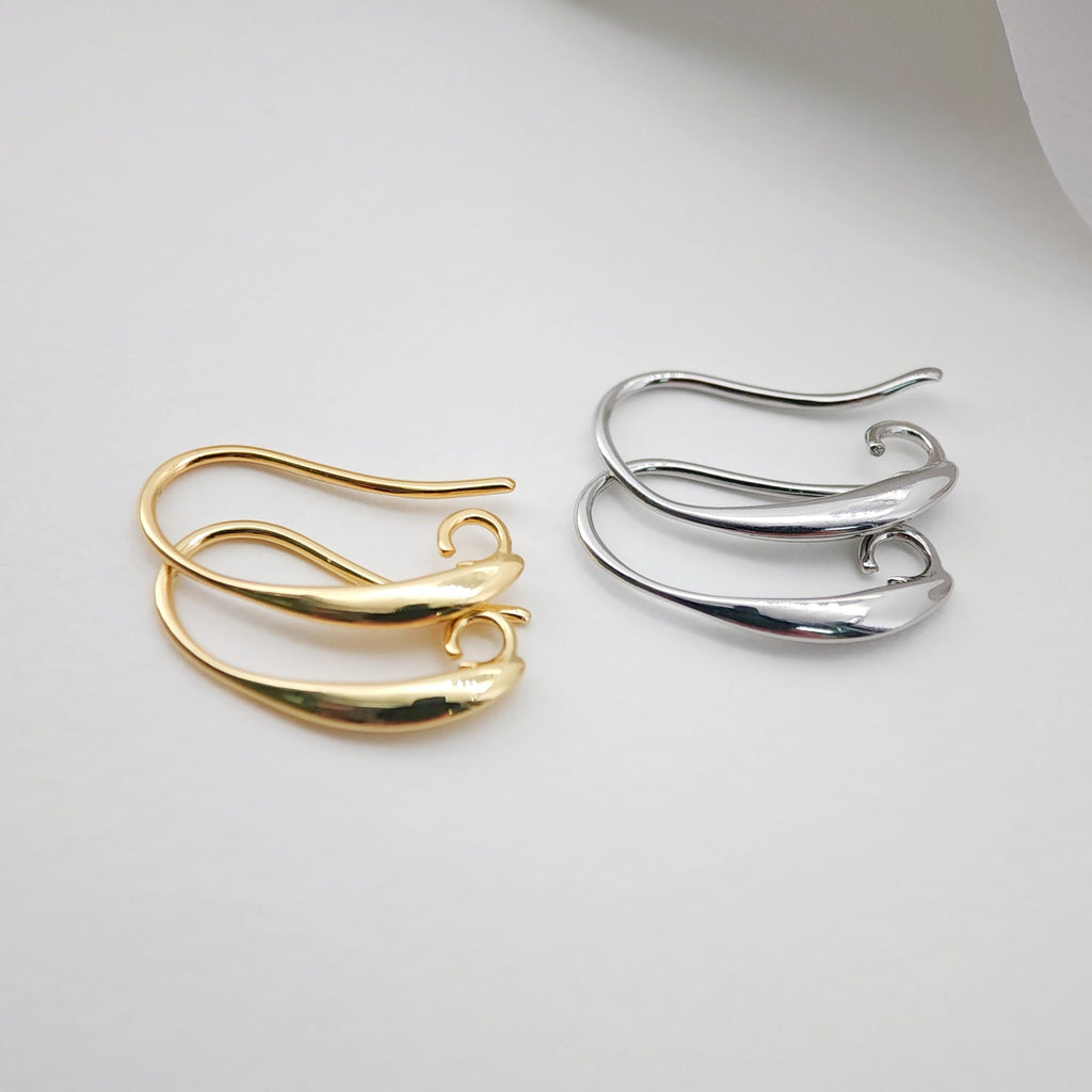 20PCS- 10x19mm 18K Gold Plated Ear Wires, Gold Earring Earring Hooks, Fish Hooks, Ear Wires for Jewelry Making S834